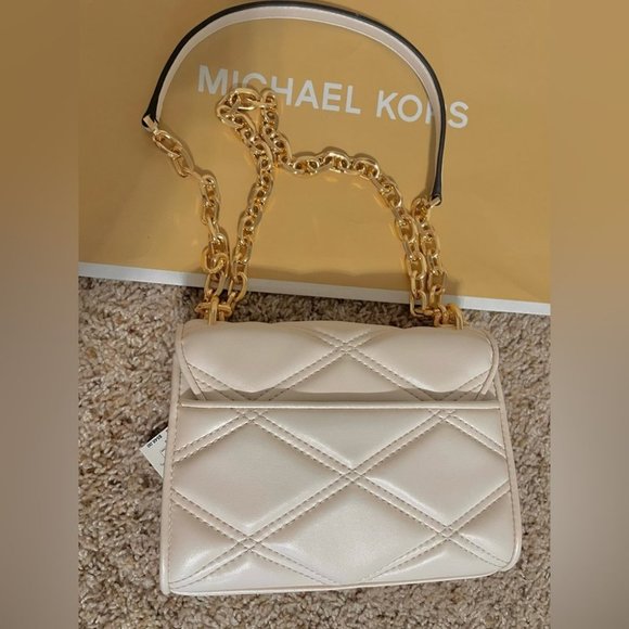 Gently used: Light Cream Small Flap Crossbody Bag by Michael Kors Serena - Vegan - Picture 2 of 8